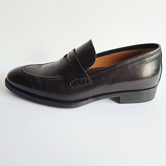 New Di Bianco Black Leather Penny Loafer Shoes Size 8 main image 12